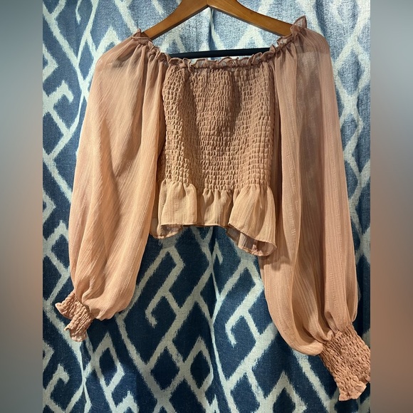 NWT Nasty Gal Off The Shoulder - Who Said Romance is Dead Taupe​ - Picture 4 of 8